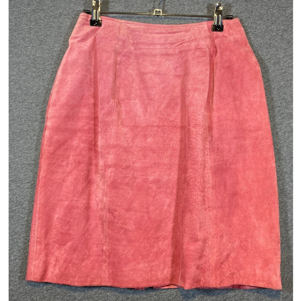 CHIA Vintage Rose Pink Genuine Suede‎ Leather Pencil Skirt High Waist Size 8